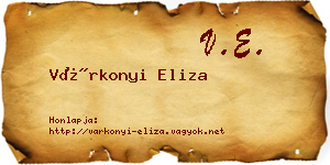 Várkonyi Eliza névjegykártya